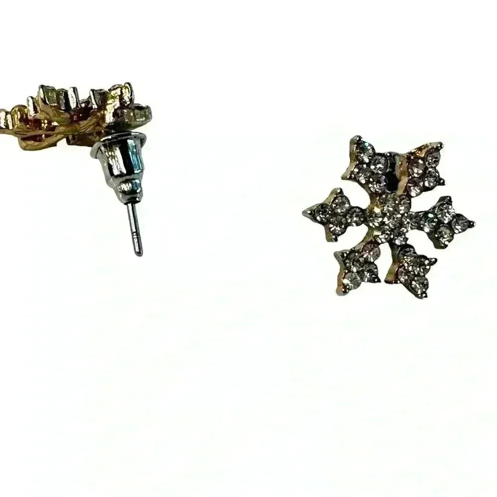 Beautiful rhinestone snowflake earrings women’s jewelry stud earring gold silver